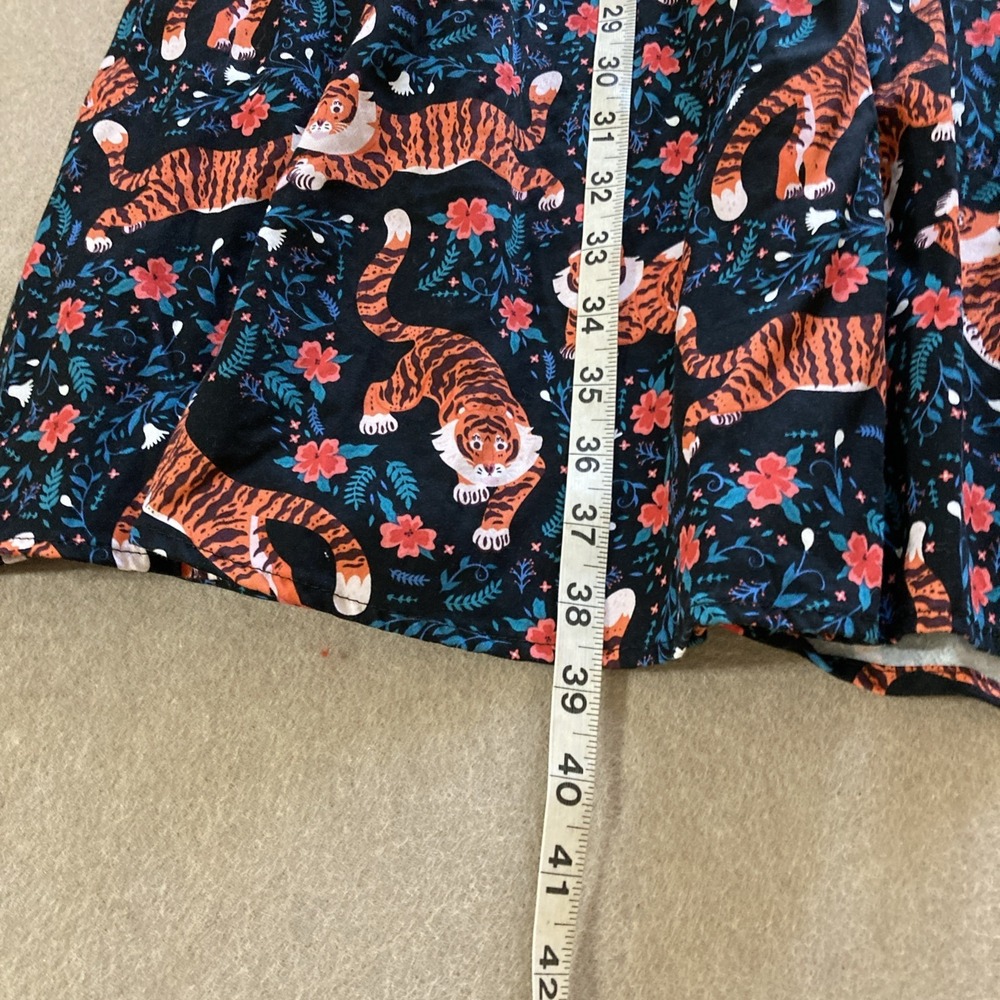 Eva Rose Fit & Flare Dress Sz 3X Vtg Tiger Graphic Floral Belted Retro Pinup - Picture 8 of 9